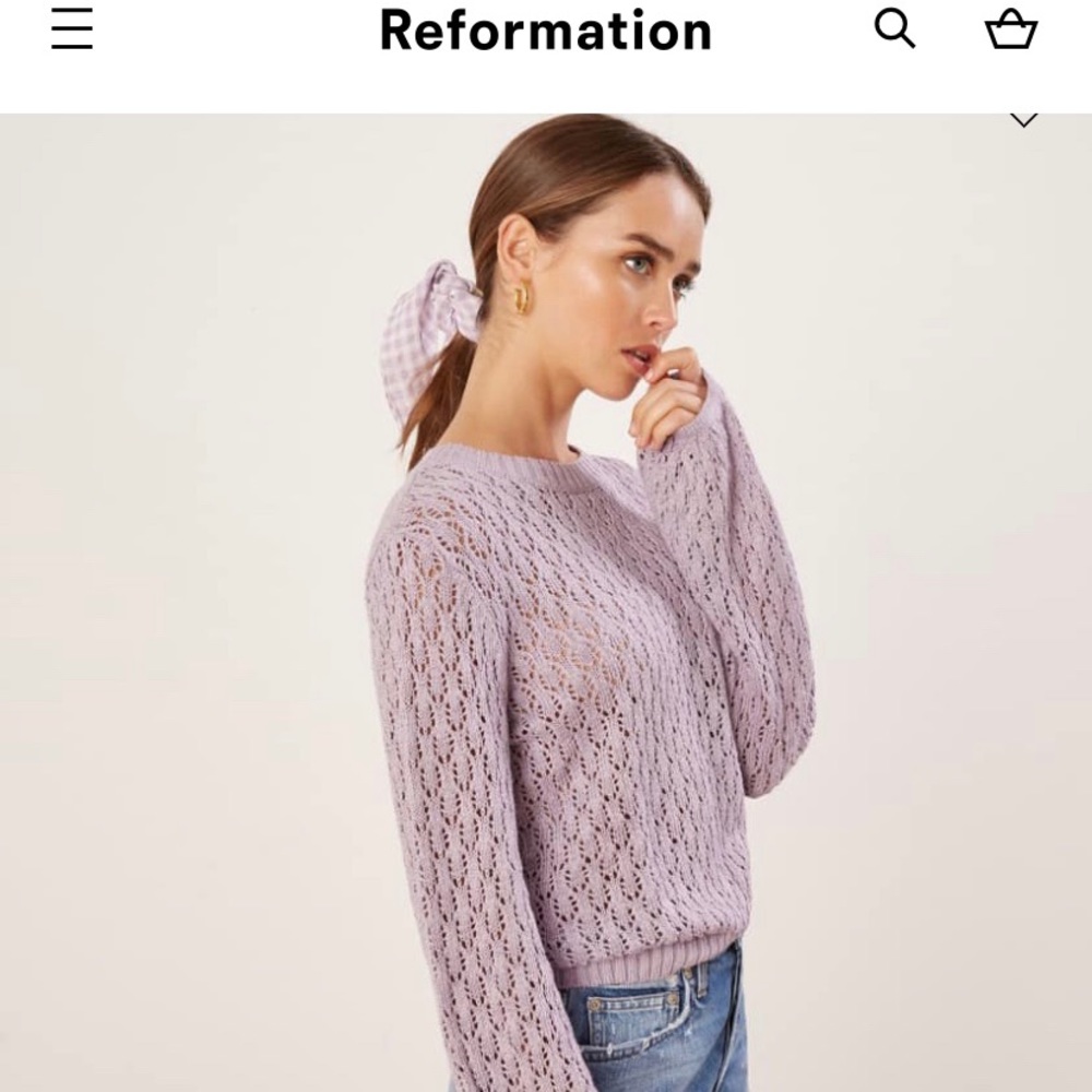 Reformation Lilac cable knit sweater